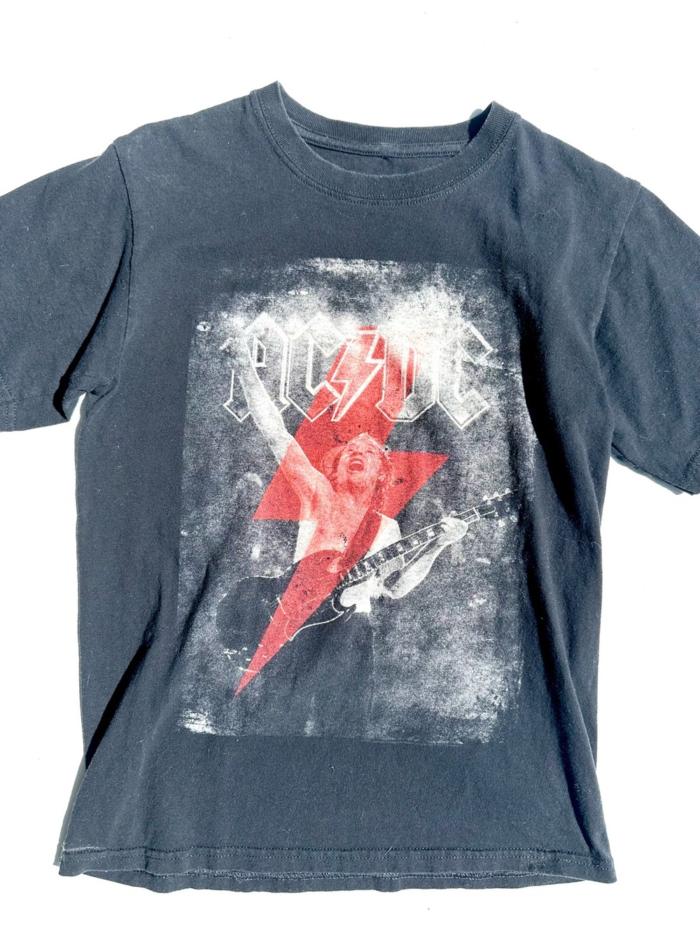 AC/DC Black Tee with Red Lightning Graphic Men’s, S